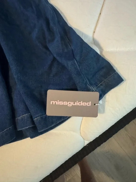 Denim Halter Fit-and-Flare Mini Dress - Dark Blue - Picture 3 of 3